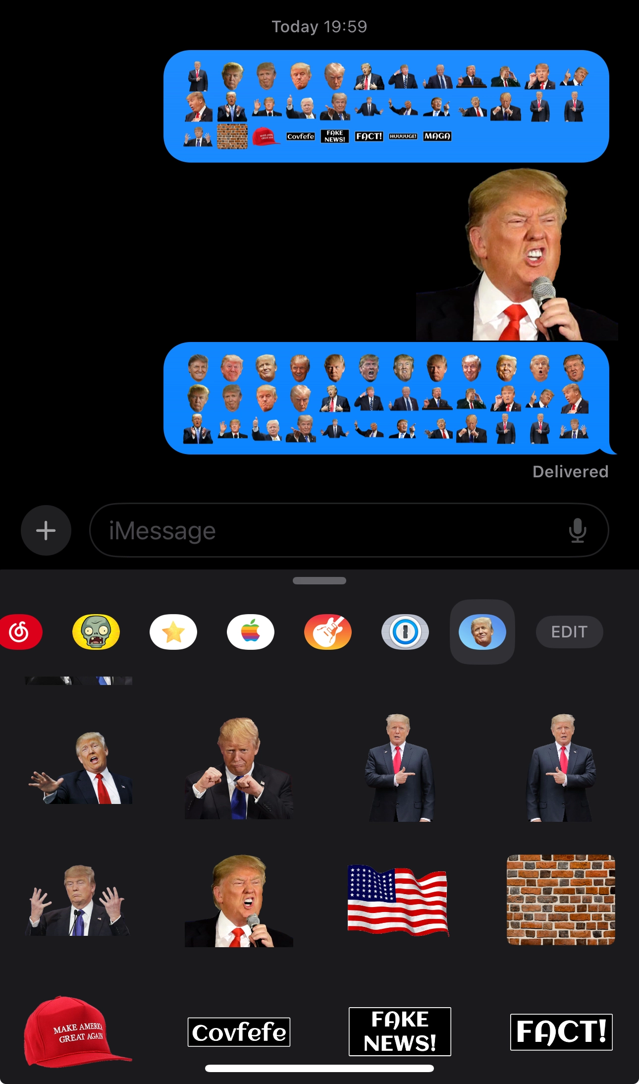 一款好玩的川普头像应用 for iMessages，免费的！