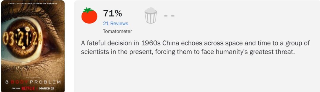 图片[2] - 美剧《三体》烂番茄开分71% 3月21日开始上线 - 万事屋