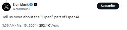 马斯克用行动反击 开源自家顶级大模型 Grok-1 压力给到OpenAI - 万事屋 | 生活·动漫·娱乐综合社区-银魂同好聚集地