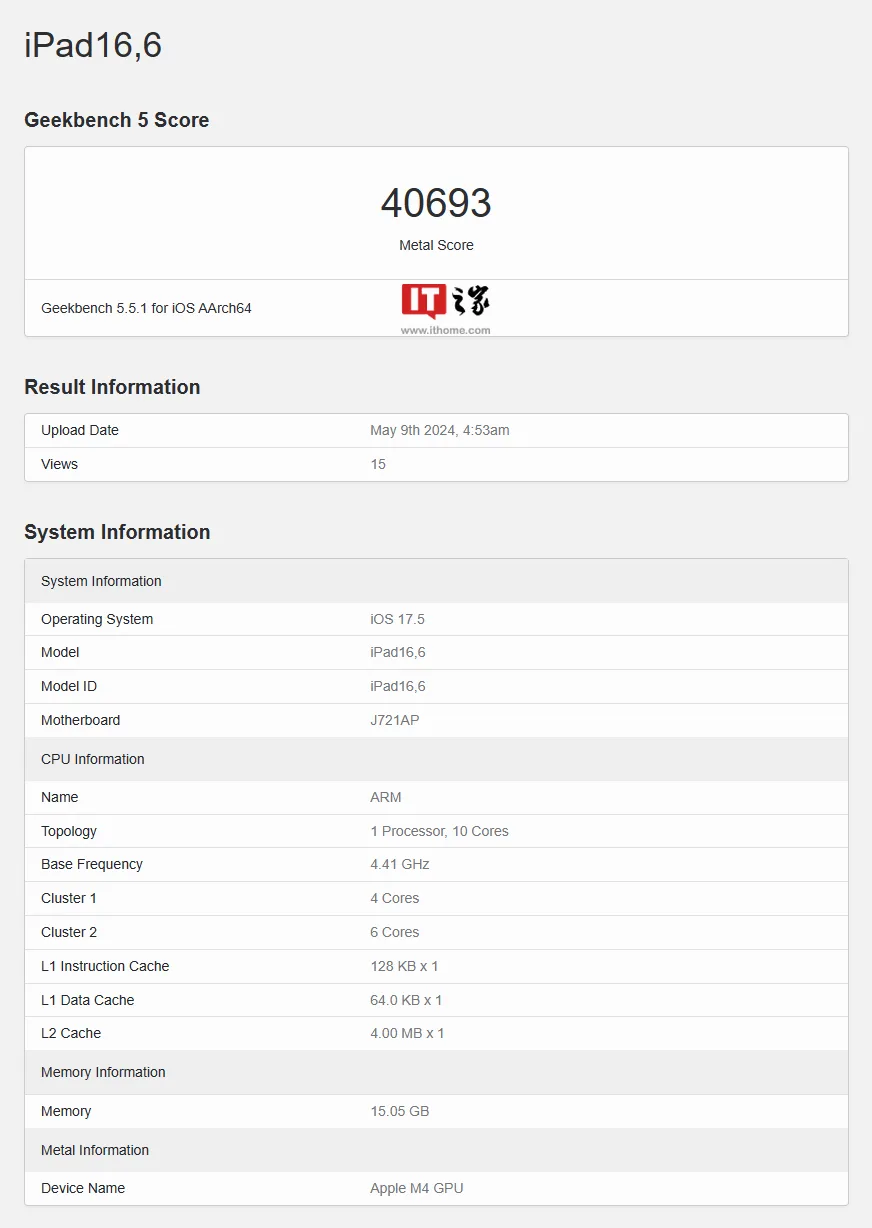 图片[3] - 苹果M4款iPad Pro GPU跑分出炉：GB6 Metal比M2提升约15% - 万事屋 | 生活·动漫·娱乐综合社区-银魂同好聚集地