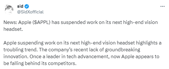 网传苹果暂停下一代高端头显研发，侧重明年发布更平价Vision Pro - 万事屋 | 生活·动漫·娱乐综合社区-银魂同好聚集地