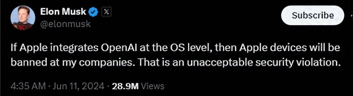 马斯克发警告：苹果若联手OpenAI，我将全面封杀苹果设备 - 万事屋 | 生活·动漫·娱乐综合社区-银魂同好聚集地