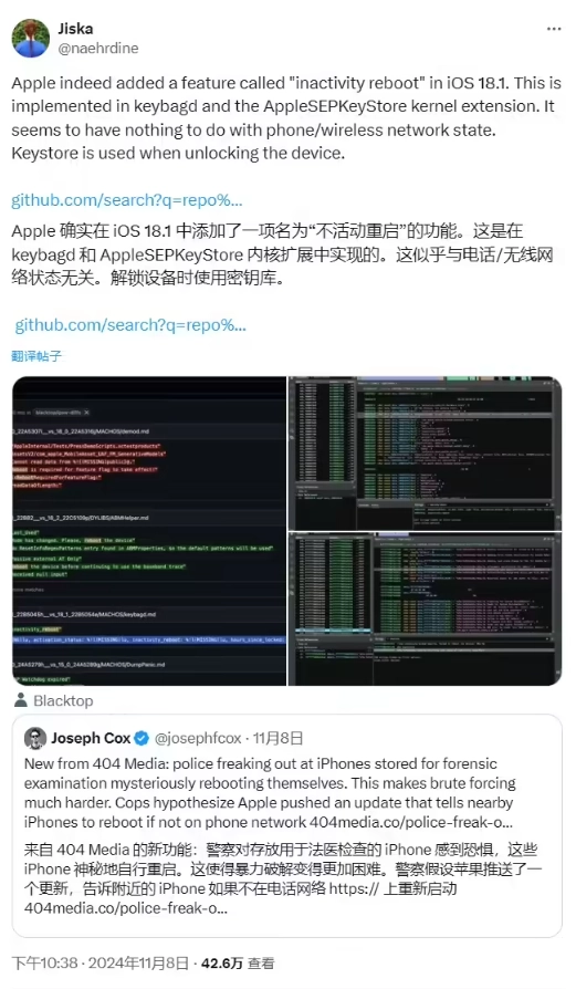 iPhone 自动重启,专家称 iOS 18.1 新功能