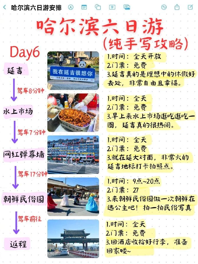 有网友整理了哈尔滨六日游保姆级攻略，送给南方小土豆们