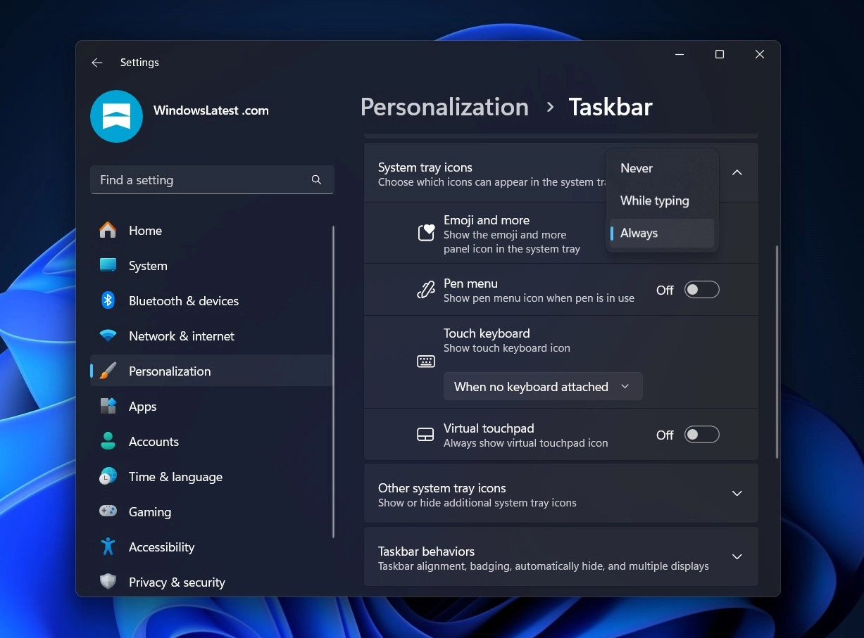 Windows 11 任务栏系统托盘新增功能 提醒插入符号与表情