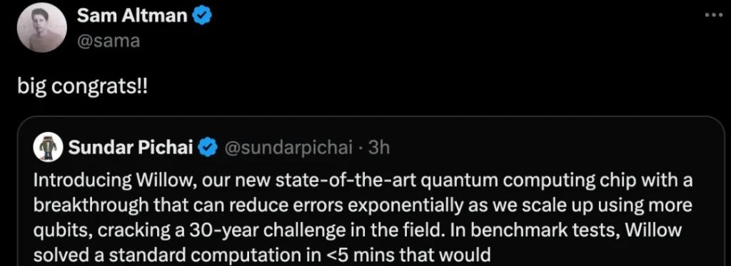 重磅!谷歌Willow量子芯片横空出世:解决量子计算三十年难题,马斯克惊叹