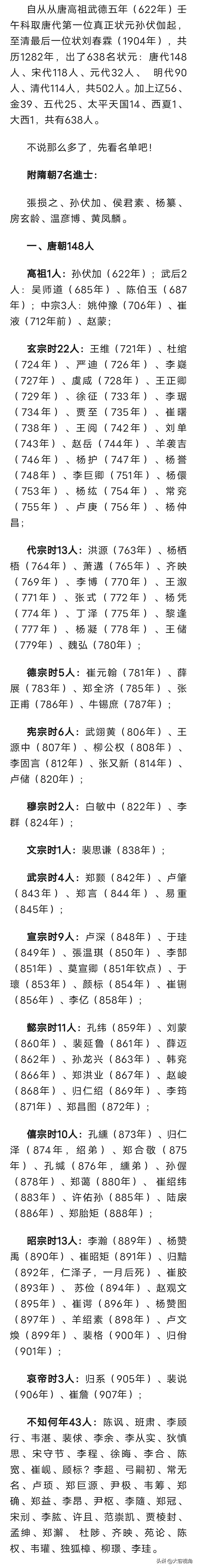 详细中国历代638名状元名单现世，你家先祖是否榜上有名 - 生活银魂 - 大众生活 - 万事屋 | 生活·动漫·娱乐综合社区-银魂同好聚集地