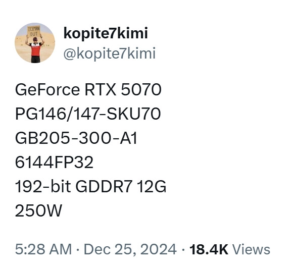 NVIDIA GeForce RTX 5070 和 RTX 5070 Ti 最终规格似乎已经确认
