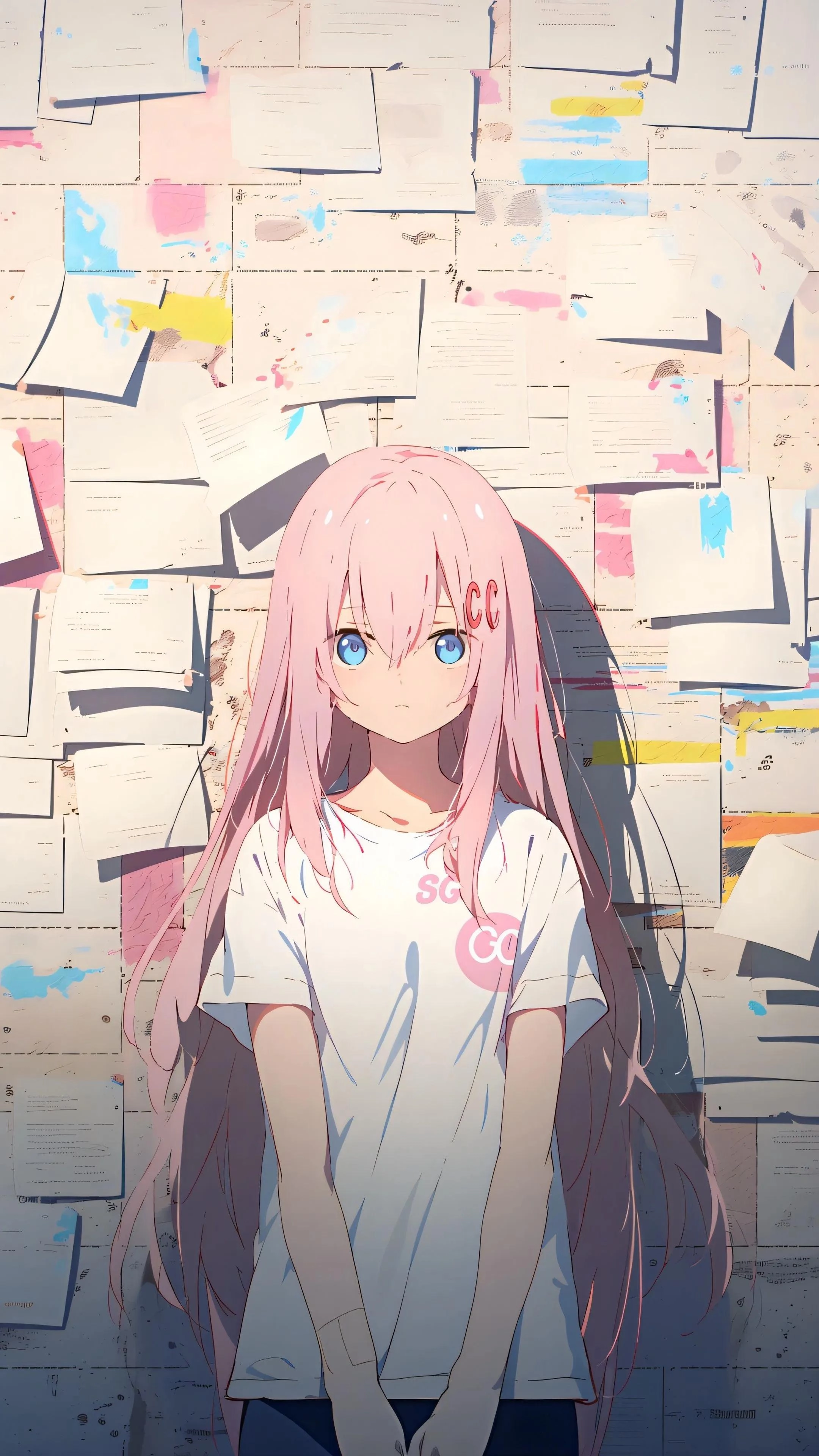 二次元手机壁纸·报纸墙背景壁纸