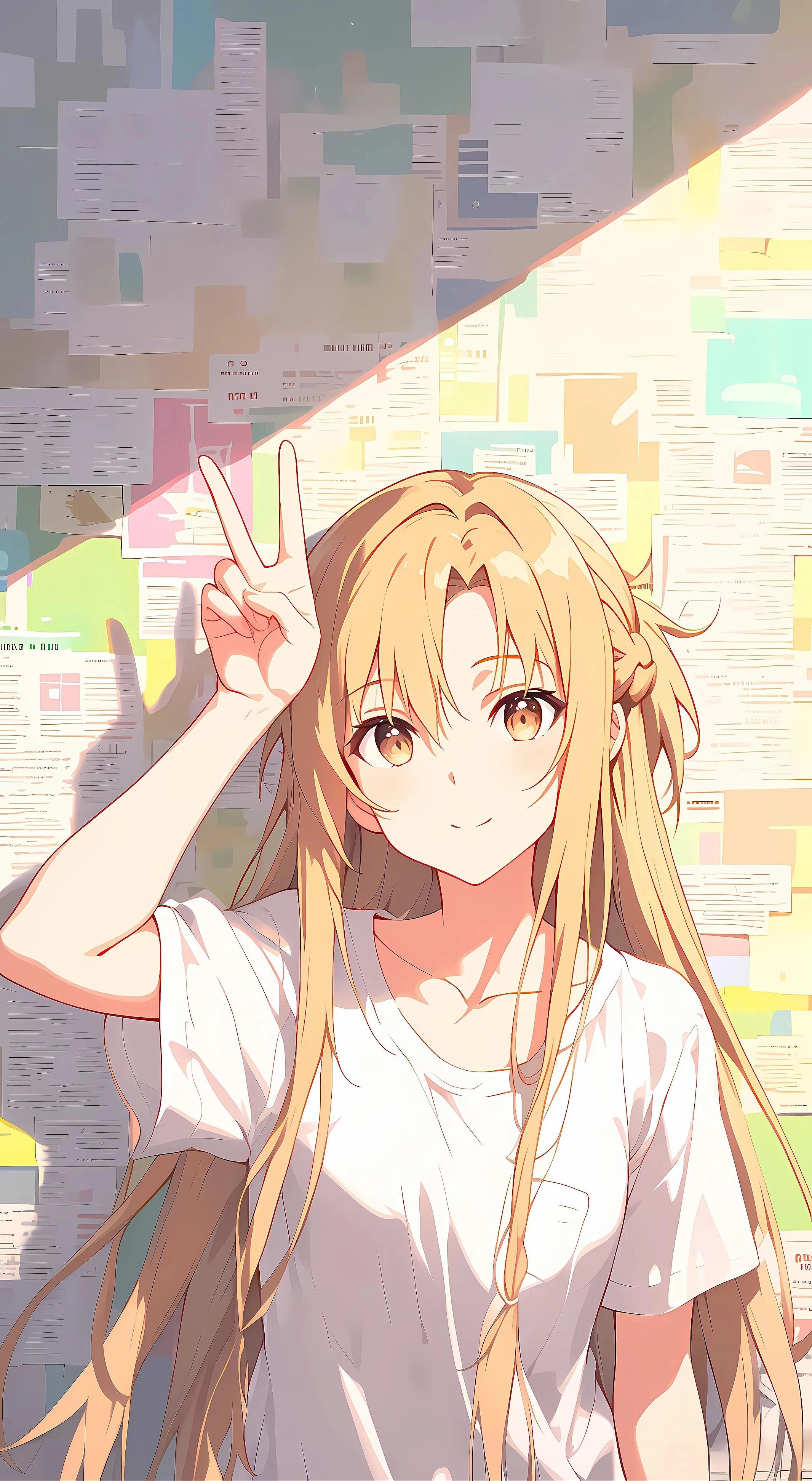 二次元手机壁纸·报纸墙背景壁纸