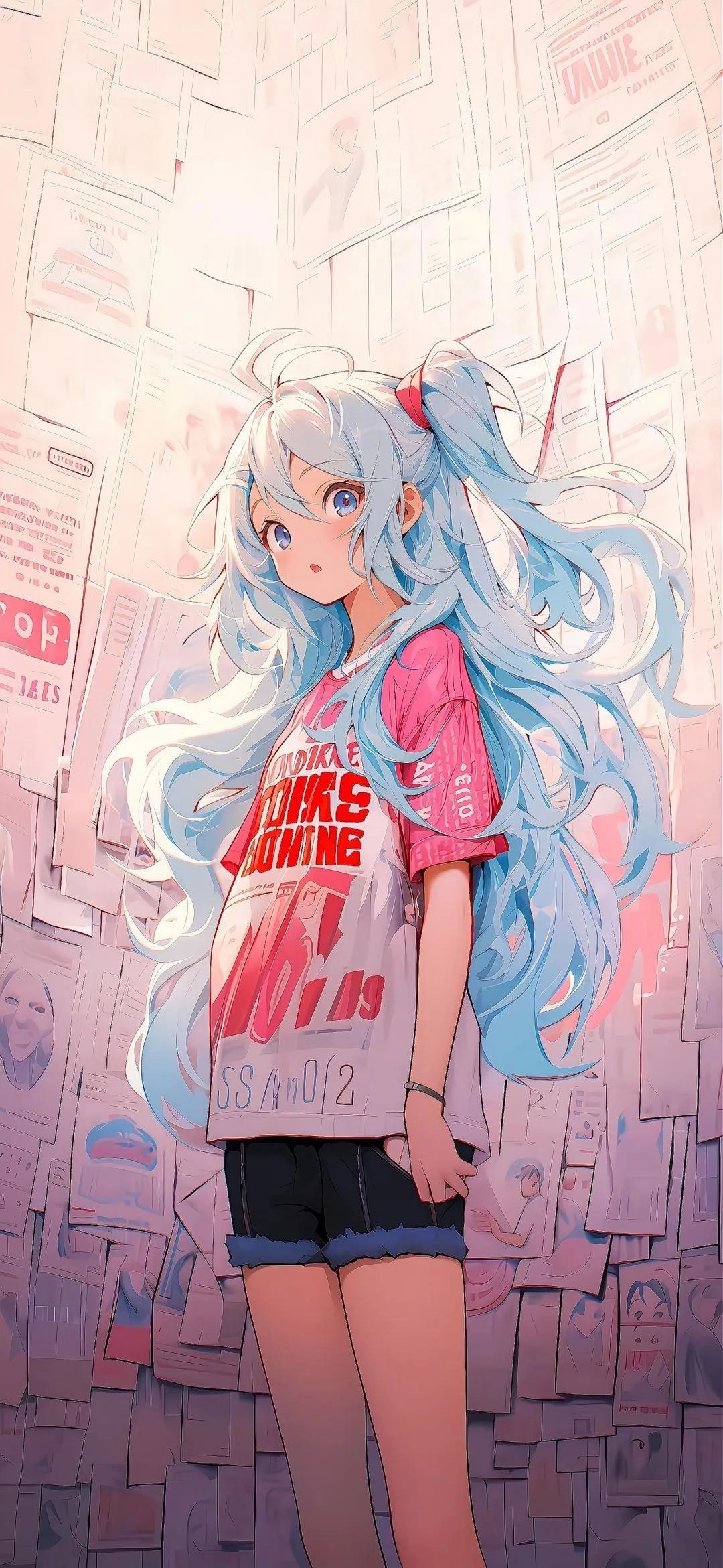 二次元手机壁纸·报纸墙背景壁纸