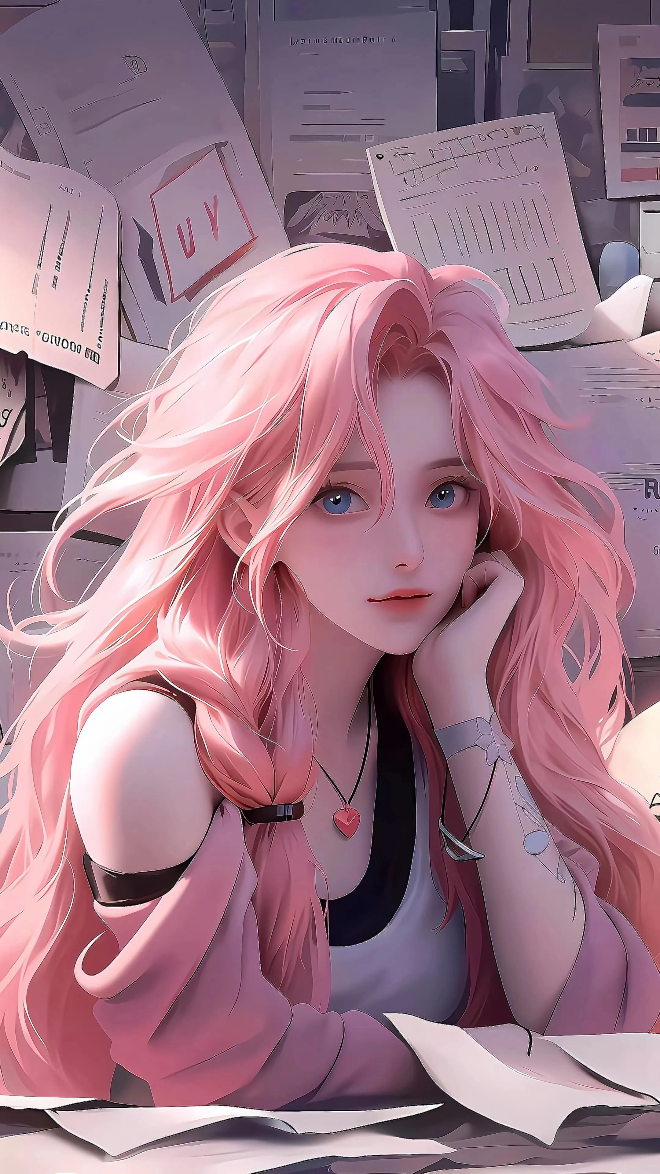 二次元手机壁纸·报纸墙背景壁纸