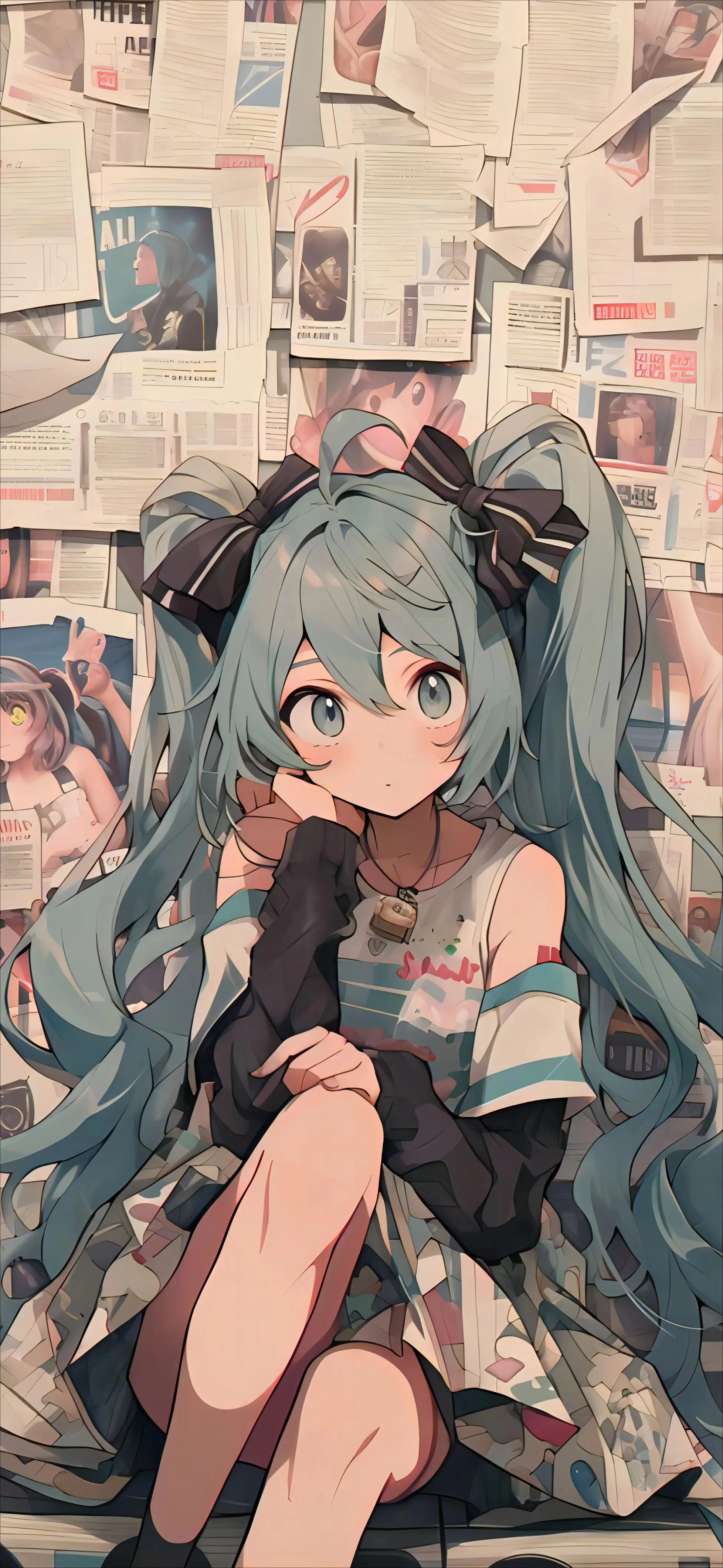 二次元手机壁纸·报纸墙背景壁纸