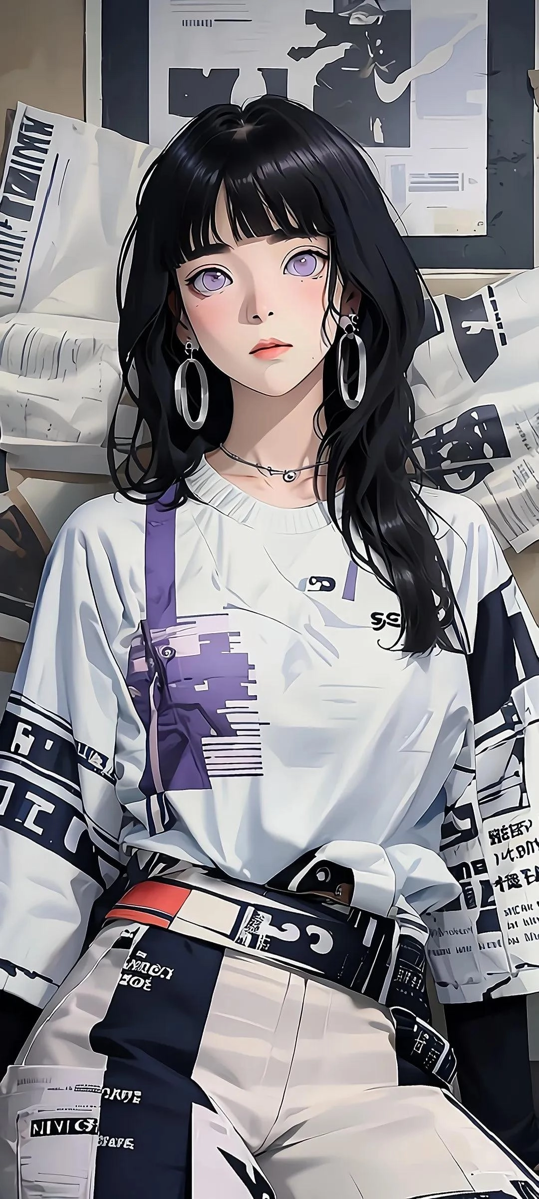 二次元手机壁纸·报纸墙背景壁纸