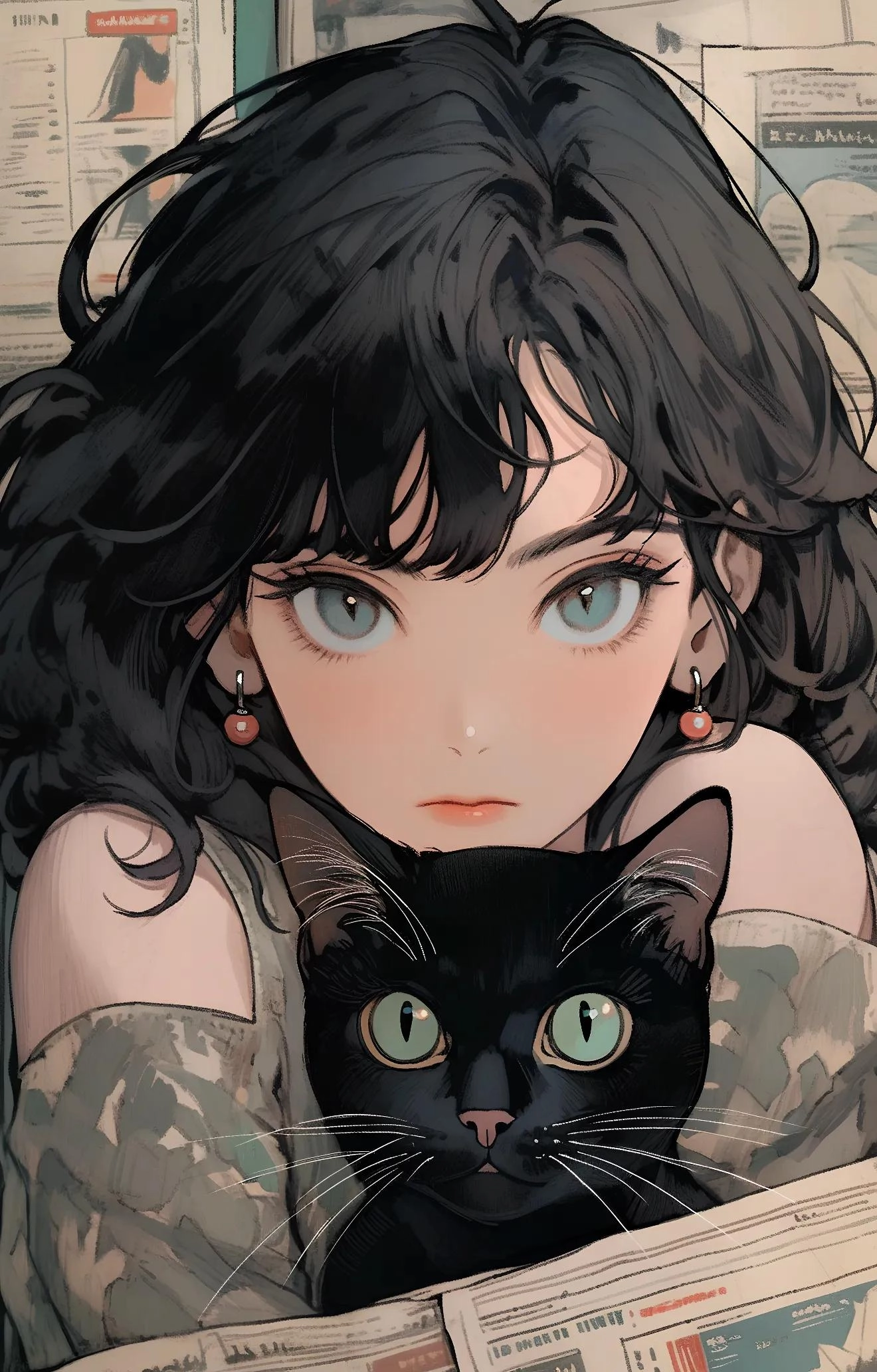 二次元手机壁纸·报纸墙背景壁纸