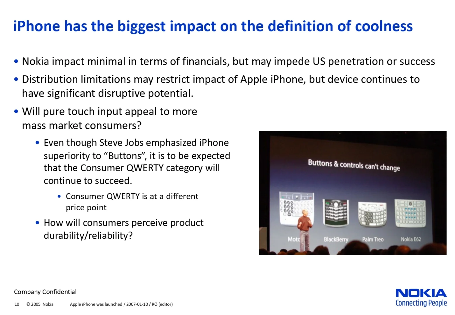 外网上在疯传一份诺基亚2007年时的内部PPT
