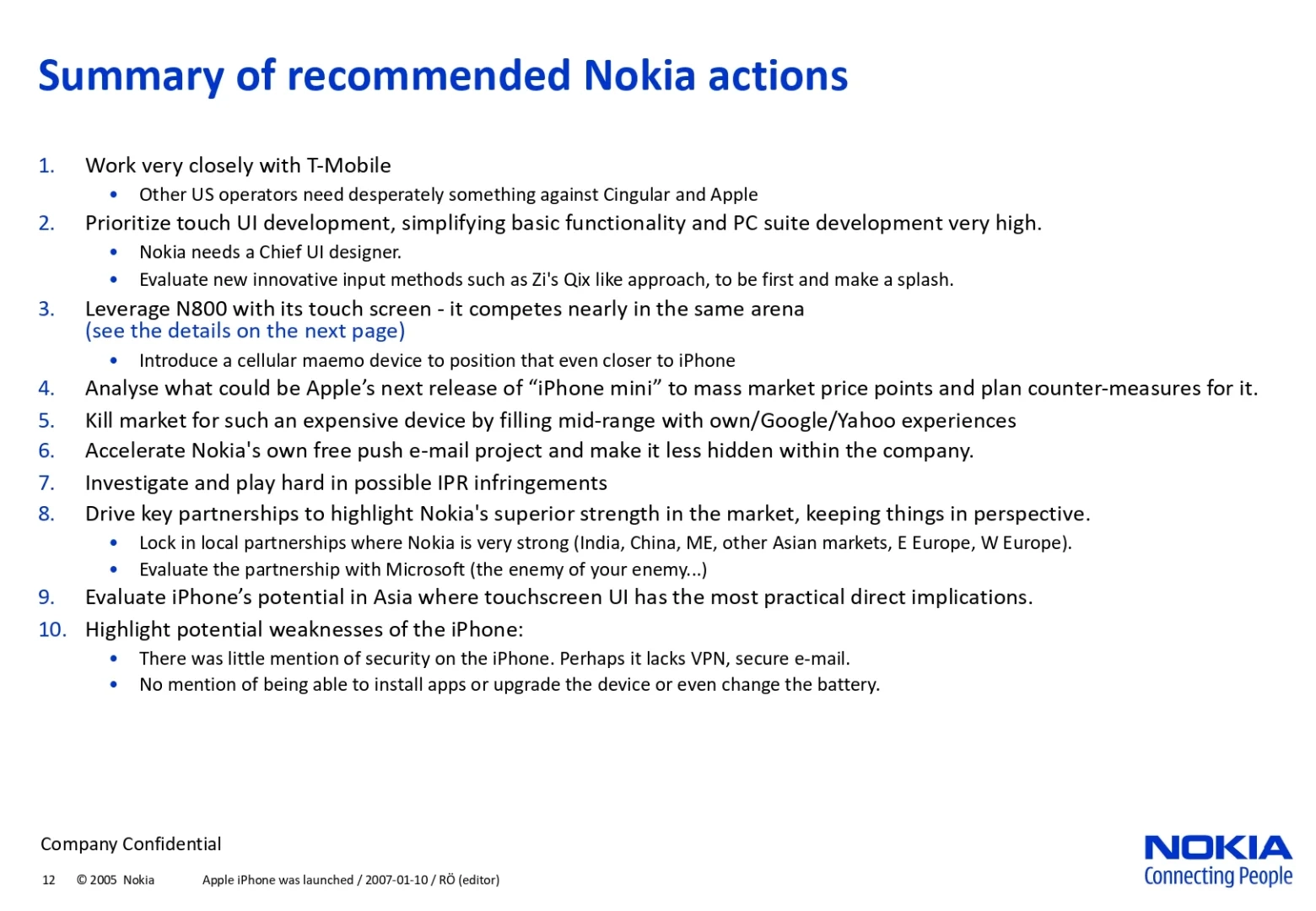 外网上在疯传一份诺基亚2007年时的内部PPT