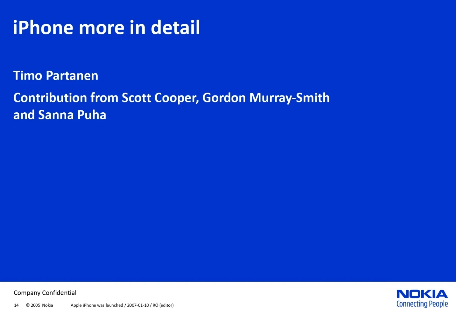 外网上在疯传一份诺基亚2007年时的内部PPT