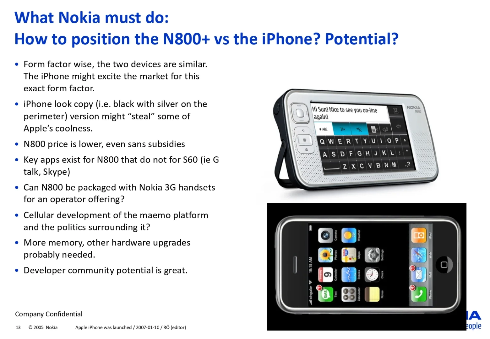 外网上在疯传一份诺基亚2007年时的内部PPT