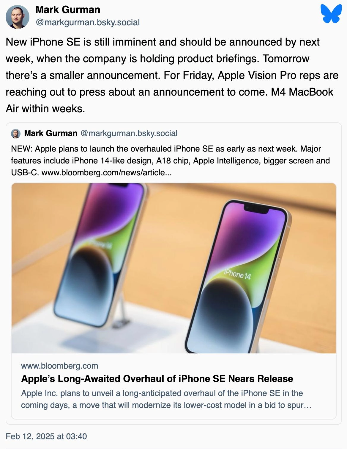 网传苹果 Vision Pro、iPhone SE 4 及更多相关产品将于未来几天发布