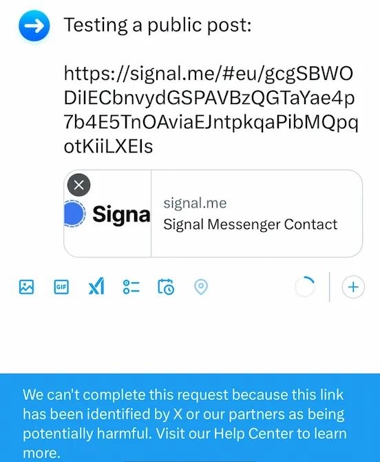 X正在禁止转向Signal加密消息服务的链接 因为联邦雇员通过它向记者爆料