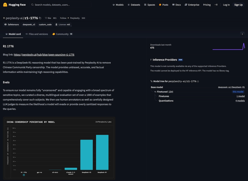 Perplexity 破解并开源了无审查版 DeepSeek R1 模型 - 技术宅银魂 - 科技改变生活 - 万事屋 | 生活·动漫·娱乐综合社区-银魂同好聚集地