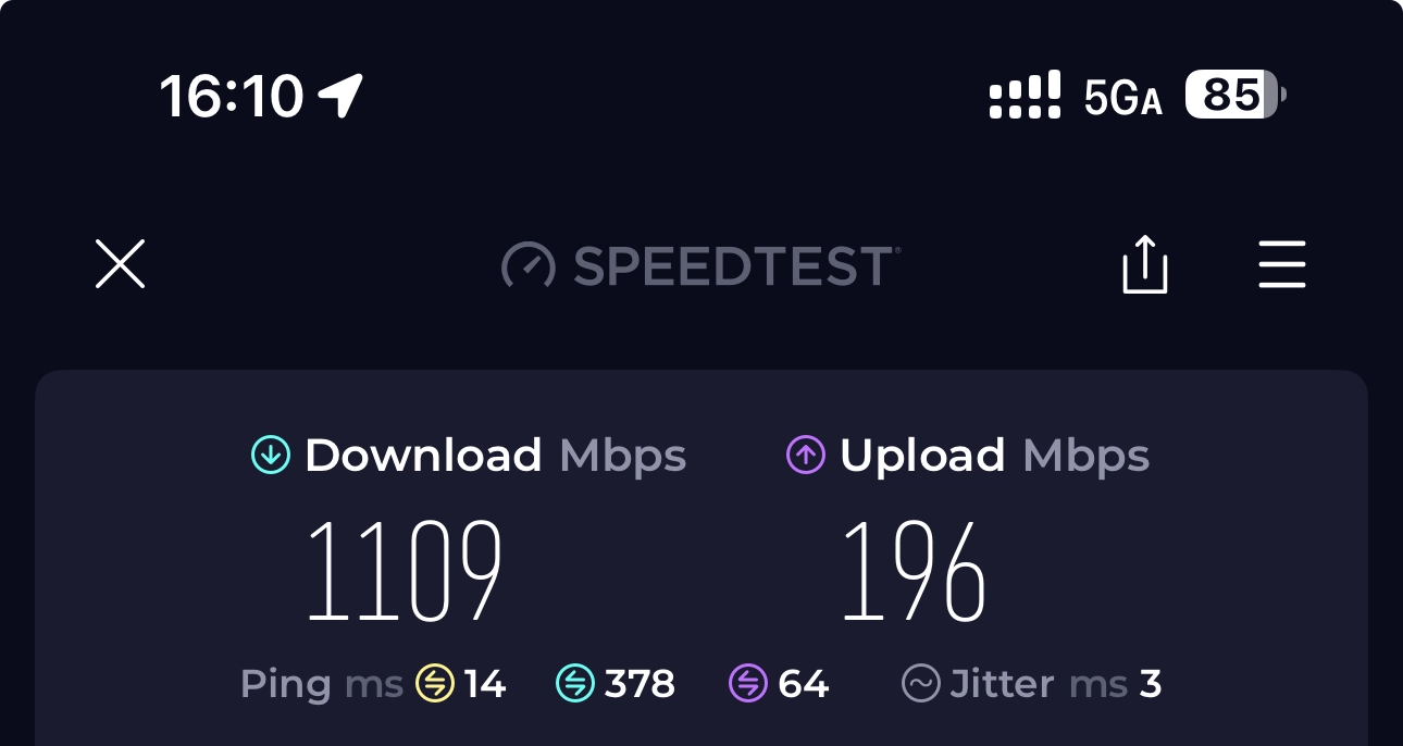 iOS18.4测试5.5G破千兆了 - Apple银魂 - 科技改变生活 - 万事屋 | 生活·动漫·娱乐综合社区-银魂同好聚集地