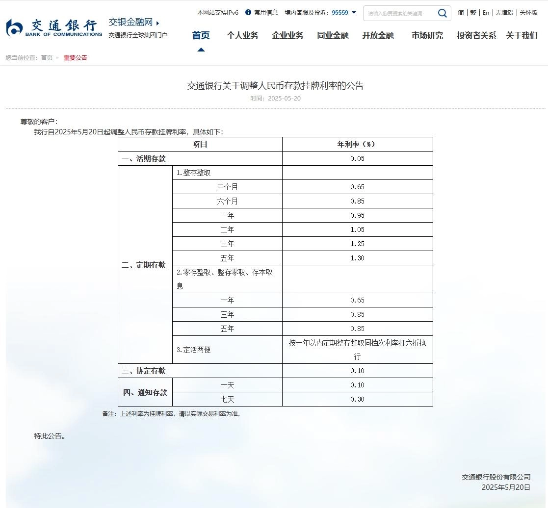 最新!工行、农行、交行、中行、建行、招行集体宣布,下调存款利率