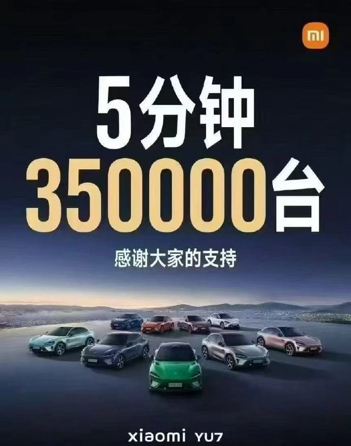 小米汽车厉害了，5分钟350000台小米YU7 - 吐槽银魂 - 大众生活 - 万事屋 | 生活·动漫·娱乐综合社区-银魂同好聚集地