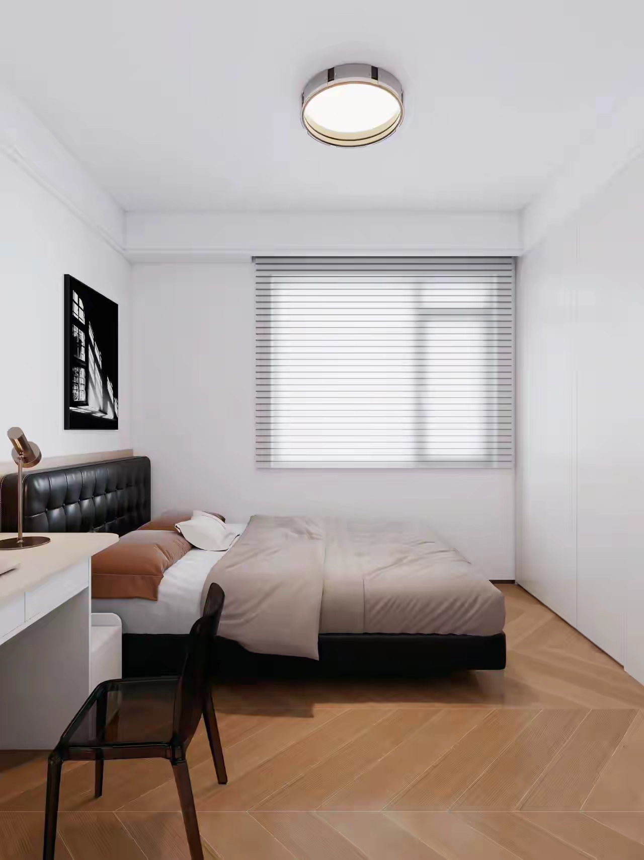 不足10平米小卧室设计布局，床尾衣柜衔接卧室门多出一个次净衣区 - 万事屋 | 生活·动漫·娱乐综合社区-银魂同好聚集地