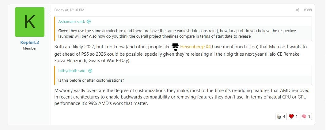网传下一代Xbox和PlayStation 6预计将于2027年推出 搭载AMD UDNA显卡