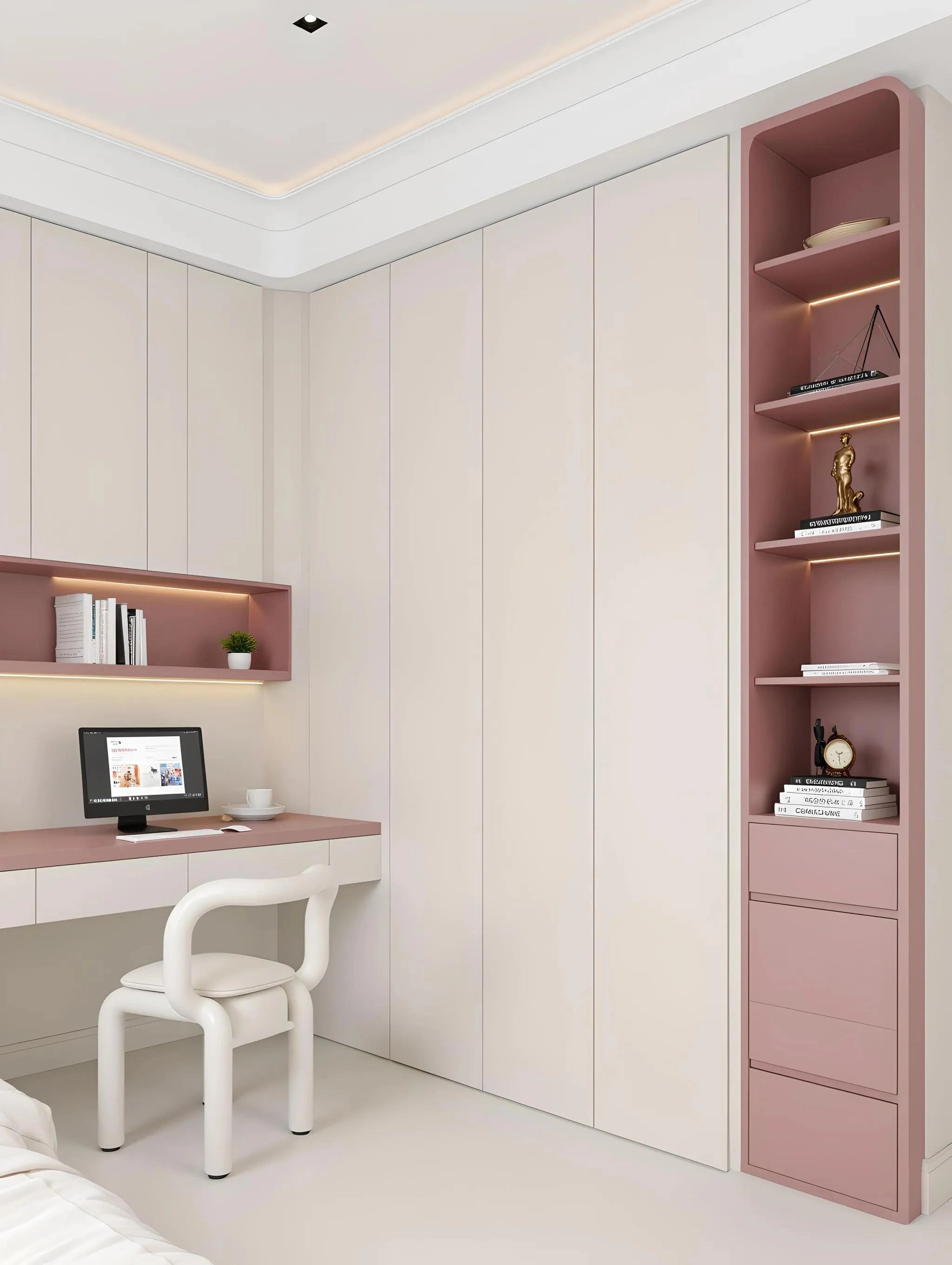 给小户型做一些参考，8㎡儿童房，书桌衣柜一体设计