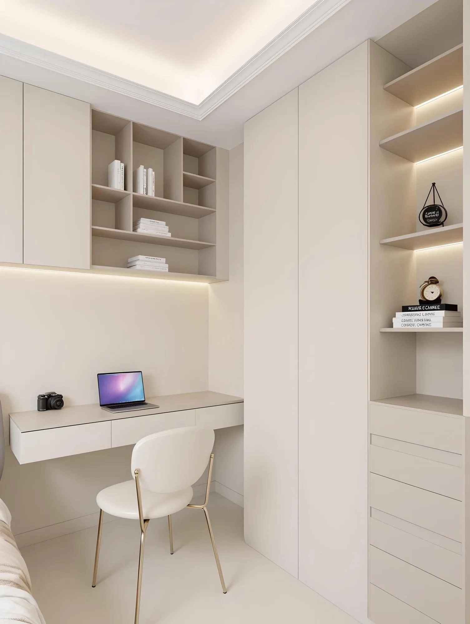 给小户型做一些参考，8㎡儿童房，书桌衣柜一体设计