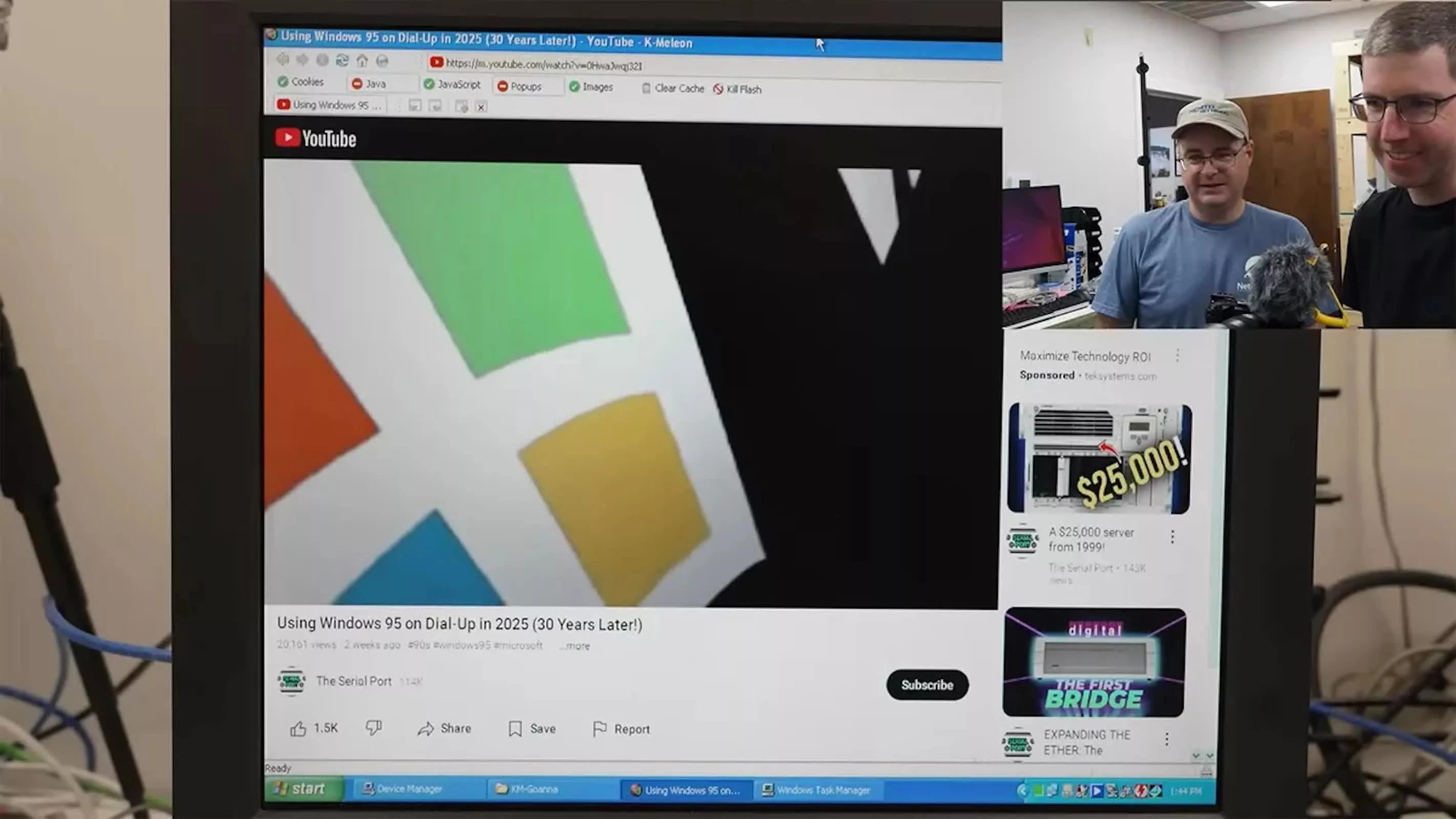 玩家用12台调制解调器将YouTube串流到了拨号网络上 速度达668kbps