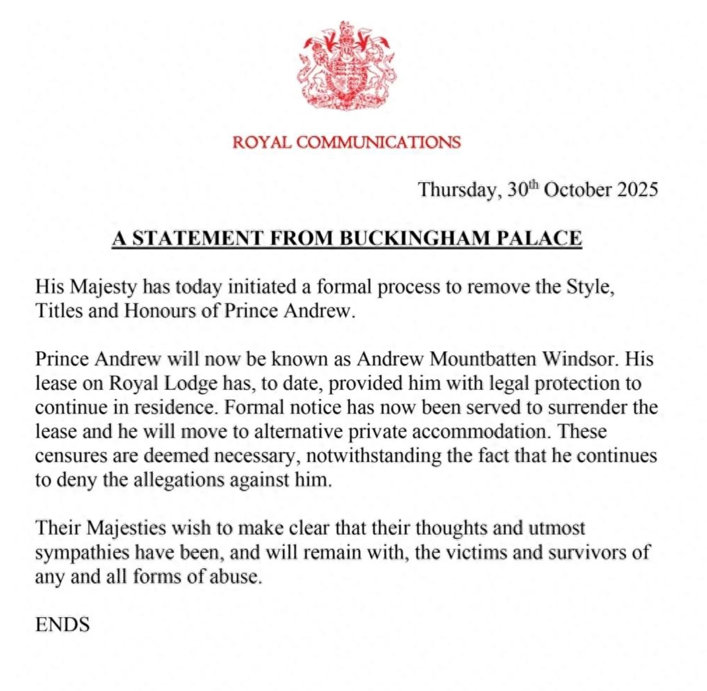 啥？隔壁的隔壁那个叫查尔斯的动手了，剥夺安德鲁王子的称号、头衔和荣誉 - 万事屋 | 生活·动漫·娱乐综合社区-银魂同好聚集地