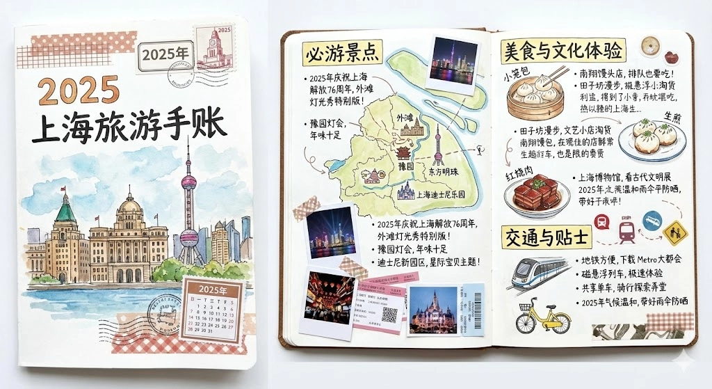 有网友用Nano Banana Pro 做的上海旅游手账图，太厉害了 - 万事屋 | 生活·动漫·娱乐综合社区-银魂同好聚集地