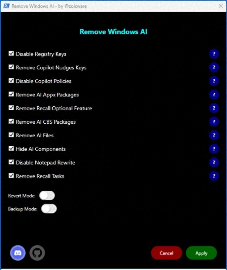 最新脚本工具号称可一键清除所有Windows 11的AI功能 - 万事屋 | 生活·动漫·娱乐综合社区-银魂同好聚集地