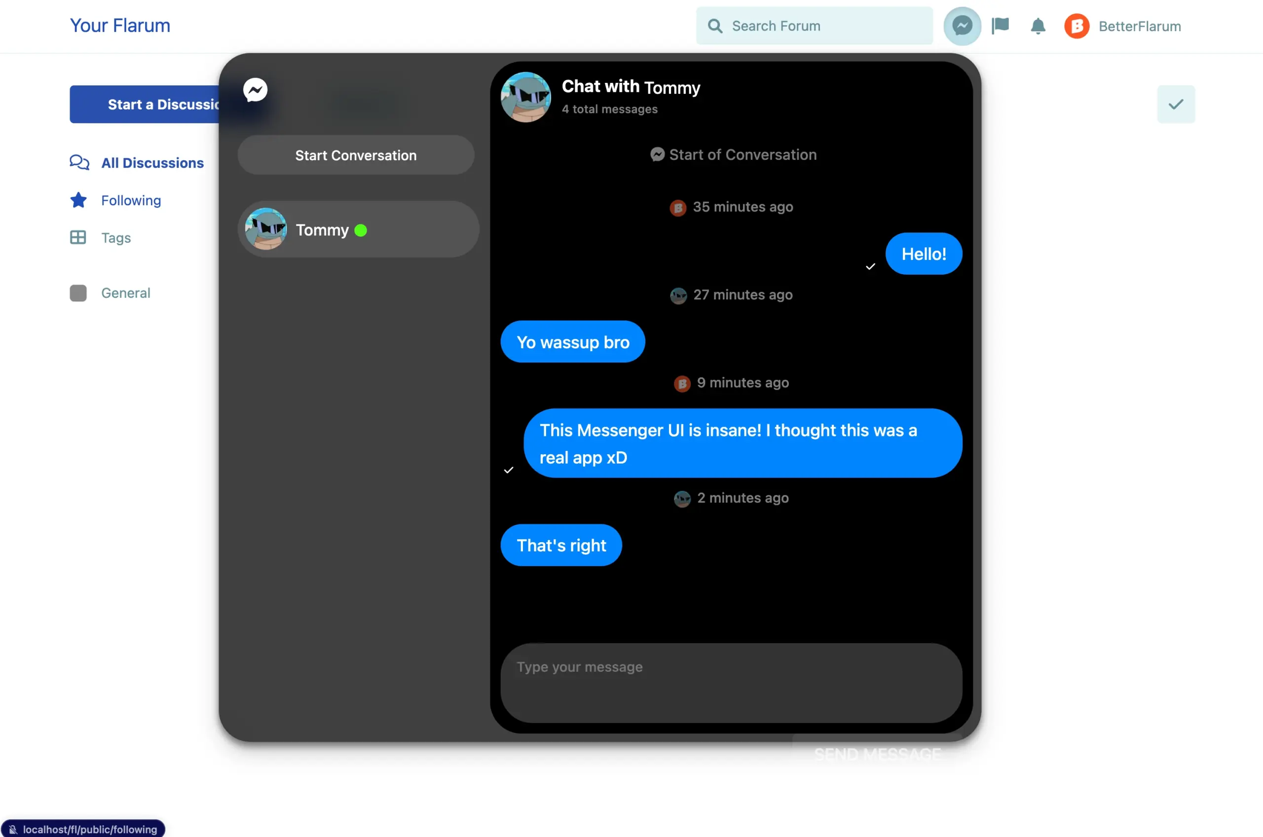 一般情况下Flarum不要安装Messenger for Flarum - 万事屋 | 生活·动漫·娱乐综合社区-银魂同好聚集地