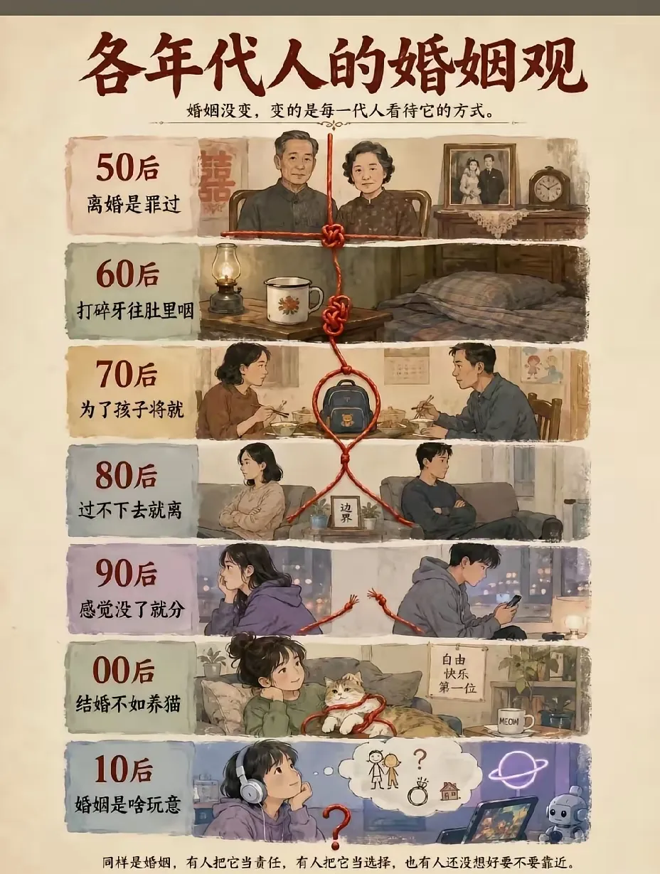 七代人的婚姻观变迁：从忍辱到养猫 - 万事屋